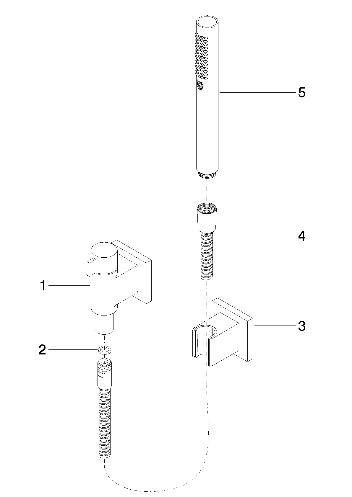 Bild von DORNBRACHT Schlauchbrausegarnitur mit Einzelrosetten mit Mengenregulierung - Chrom #90278099851-00