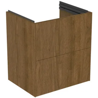 Bild von IDEAL STANDARD CONCA - Waschtisch-Unterschrank 500x375x548 mm in walnuss dunkel dekor, 2 Schubladen - Grifflos, Vollauszug, Push-to-open, SoftClosing, Platzsparend, Vormontiert, Nachhaltig gewonnenes Holz, Echtholzfurnier #T5683Y5 - Walnuss dunkel