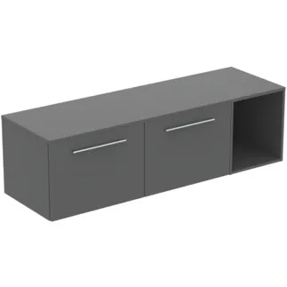 Picture of IDEAL STANDARD I.LIFE B - Furniture package 1603x507x456 mm in greige matt, 2 drawers - SoftClosing, sustainably sourced wood #T5842NG - quartz grey