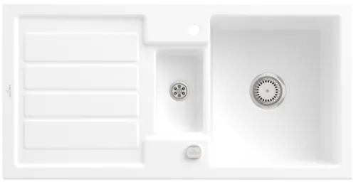 Bild von VILLEROY BOCH Flavia 60 Einbauspüle, inklusive Ablaufgarnitur mit Excenterbetätigung, aus Keramik, 1010 x 510 mm, Stone White CeramicPlus #330402RW