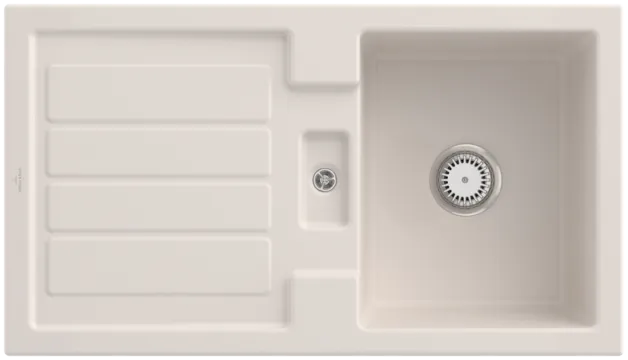 Bild von VILLEROY BOCH Flavia 50 Einbauspüle, inklusive Ablaufgarnitur mit Handbetätigung, aus Keramik, 900 x 510 mm, Crema CeramicPlus #330501KR