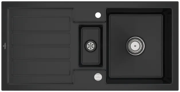 Obrázek VILLEROY BOCH Flavia 60 Built-in sink, included Waste system pop-up, of Ceramic, 1010 x 510 mm, Pure Black #330402R7
