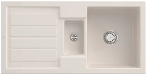 Bild von VILLEROY BOCH Flavia 60 Einbauspüle, inklusive Ablaufgarnitur mit Handbetätigung, aus Keramik, 1010 x 510 mm, Crema CeramicPlus #330401KR