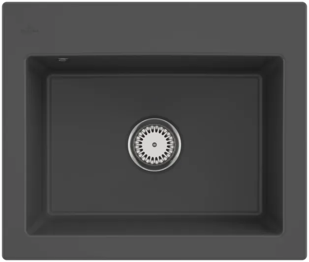 Bild von VILLEROY BOCH Subway 60 S Einbauspüle, inklusive Ablaufgarnitur mit Handbetätigung, aus Keramik, 600 x 510 mm, Graphite CeramicPlus #330901I4