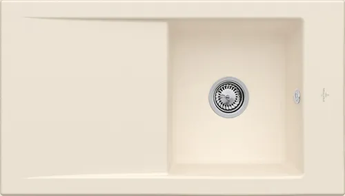 Bild von VILLEROY BOCH Timeline 50 Einbauspüle, inklusive Ablaufgarnitur mit Handbetätigung, aus Keramik, 900 x 510 mm, Ivory CeramicPlus #330701FU