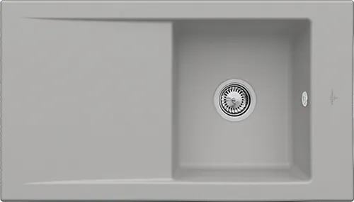 Bild von VILLEROY BOCH Timeline 50 flat flächenbündige Spüle, inklusive Ablaufgarnitur mit Handbetätigung, aus Keramik, 865 x 475 mm, Fossil CeramicPlus #33071FKD