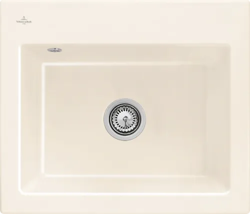 Bild von VILLEROY BOCH Subway 60 S Einbauspüle, inklusive Ablaufgarnitur mit Handbetätigung, aus Keramik, 600 x 510 mm, Crema CeramicPlus #330901KR
