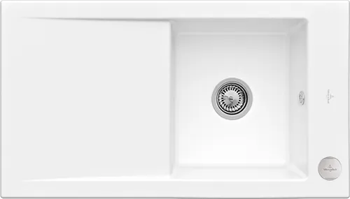 Bild von VILLEROY BOCH Timeline 50 Einbauspüle, inklusive Ablaufgarnitur mit Excenterbetätigung, aus Keramik, 900 x 510 mm, Weiß Alpin CeramicPlus #330702R1