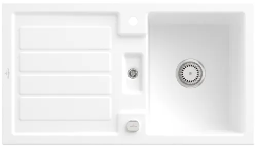 Bild von VILLEROY BOCH Flavia 50 Einbauspüle, inklusive Ablaufgarnitur mit Excenterbetätigung, aus Keramik, 900 x 510 mm, Stone White CeramicPlus #330502RW