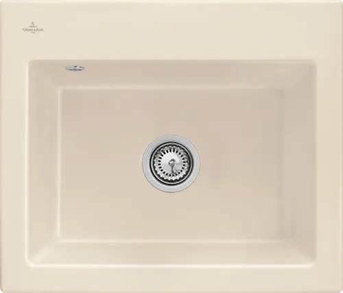 Bild von VILLEROY BOCH Subway 60 S Einbauspüle, inklusive Ablaufgarnitur mit Handbetätigung, aus Keramik, 600 x 510 mm, Ivory CeramicPlus #330901FU
