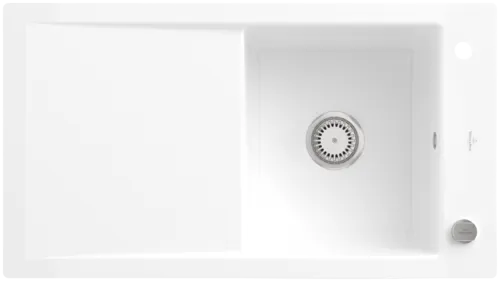 Bild von VILLEROY BOCH Timeline 50 flat flächenbündige Spüle, inklusive Ablaufgarnitur mit Excenterbetätigung, aus Keramik, 865 x 475 mm, Weiß Alpin CeramicPlus #33072FR1