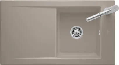 Bild von VILLEROY BOCH Timeline 50 Einbauspüle, inklusive Ablaufgarnitur mit Excenterbetätigung, aus Keramik, 900 x 510 mm, Graphite CeramicPlus #330702I4