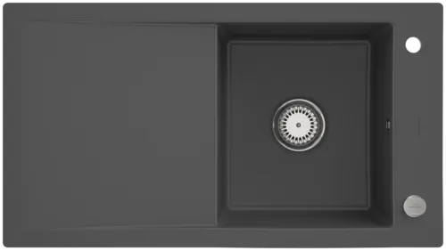 Bild von VILLEROY BOCH Timeline 50 flat flächenbündige Spüle, inklusive Ablaufgarnitur mit Excenterbetätigung, aus Keramik, 865 x 475 mm, Graphite CeramicPlus #33072FI4