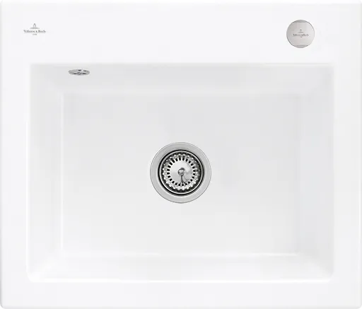 Bild von VILLEROY BOCH Subway 60 S Einbauspüle, inklusive Ablaufgarnitur mit Excenterbetätigung, aus Keramik, 600 x 510 mm, Stone White CeramicPlus #330902RW