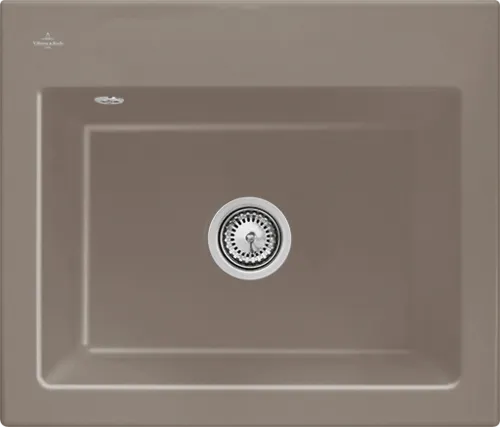 Bild von VILLEROY BOCH Subway 60 S Einbauspüle, inklusive Ablaufgarnitur mit Handbetätigung, aus Keramik, 600 x 510 mm, Timber CeramicPlus #330901TR
