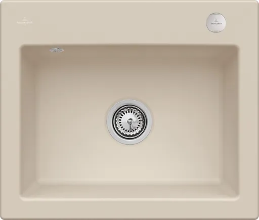 Bild von VILLEROY BOCH Subway 60 S Einbauspüle, inklusive Ablaufgarnitur mit Excenterbetätigung, aus Keramik, 600 x 510 mm, Almond CeramicPlus #330902AM