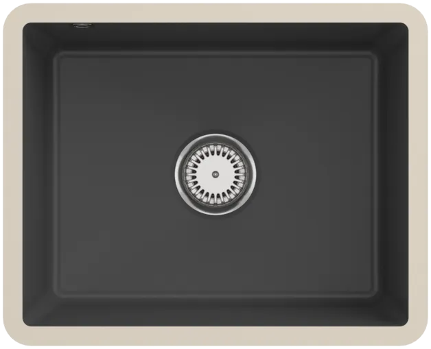 Bild von VILLEROY BOCH Subway 60 SU Unterbauspüle, inklusive Ablaufgarnitur mit Handbetätigung, aus Keramik, 545 x 440 mm, Graphite CeramicPlus #331001I4