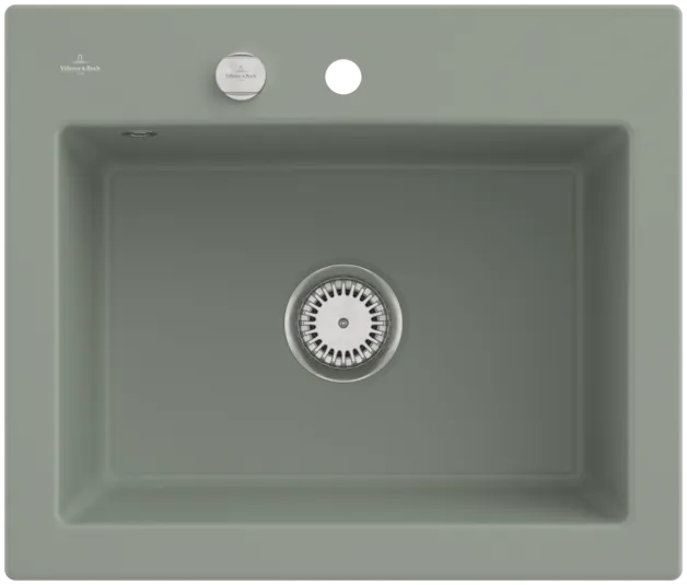 Bild von VILLEROY BOCH Subway 60 S Einbauspüle, inklusive Ablaufgarnitur mit Excenterbetätigung, aus Keramik, 600 x 510 mm, Morning Green CeramicPlus #330902R8