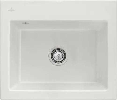 Bild von VILLEROY BOCH Subway 60 S Einbauspüle, inklusive Ablaufgarnitur mit Handbetätigung, aus Keramik, 600 x 510 mm, Steam CeramicPlus #330901SM