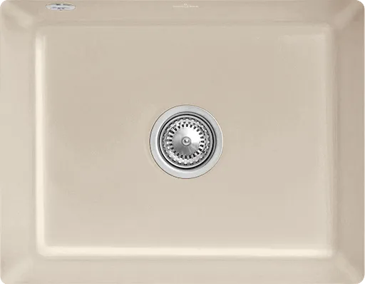 Bild von VILLEROY BOCH Subway 60 SU Unterbauspüle, inklusive Ablaufgarnitur mit Excenterbetätigung, aus Keramik, 545 x 440 mm, Almond CeramicPlus #331002AM