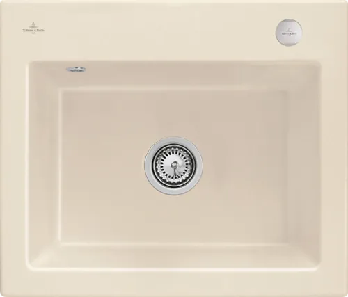 Bild von VILLEROY BOCH Subway 60 S flat flächenbündige Spüle, inklusive Ablaufgarnitur mit Excenterbetätigung, aus Keramik, 565 x 475 mm, Ivory CeramicPlus #33092FFU