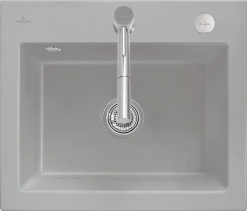 Bild von VILLEROY BOCH Subway 60 S Einbauspüle, inklusive Ablaufgarnitur mit Excenterbetätigung, aus Keramik, 600 x 510 mm, Fossil CeramicPlus #330902KD