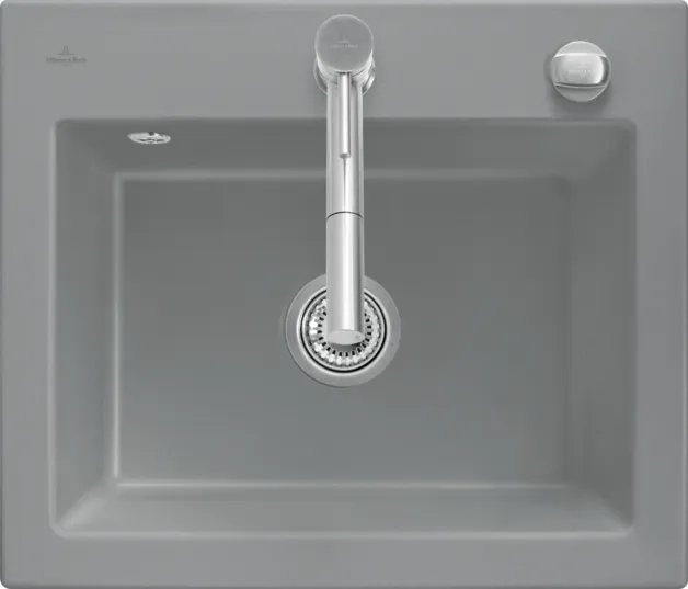 Bild von VILLEROY BOCH Subway 60 S Einbauspüle, inklusive Ablaufgarnitur mit Excenterbetätigung, aus Keramik, 600 x 510 mm, Stone CeramicPlus #330902SL