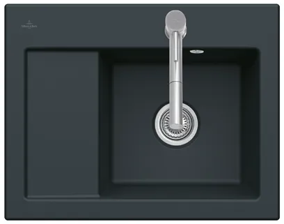Bild von VILLEROY BOCH Subway 45 Compact Einbauspüle, inklusive Ablaufgarnitur mit Excenterbetätigung, aus Keramik, 650 x 510 mm, Chromite CeramicPlus #331202J0