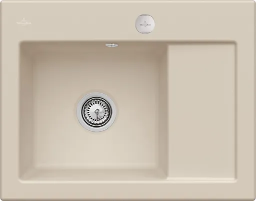 Bild von VILLEROY BOCH Subway 45 Compact Einbauspüle, inklusive Ablaufgarnitur mit Excenterbetätigung, aus Keramik, 650 x 510 mm, Almond CeramicPlus #331202AM