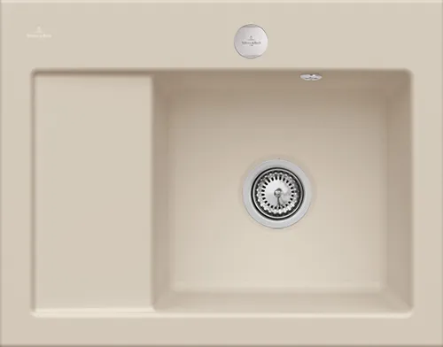Bild von VILLEROY BOCH Subway 45 Compact Einbauspüle, inklusive Ablaufgarnitur mit Excenterbetätigung, aus Keramik, 650 x 510 mm, Almond CeramicPlus #331302AM