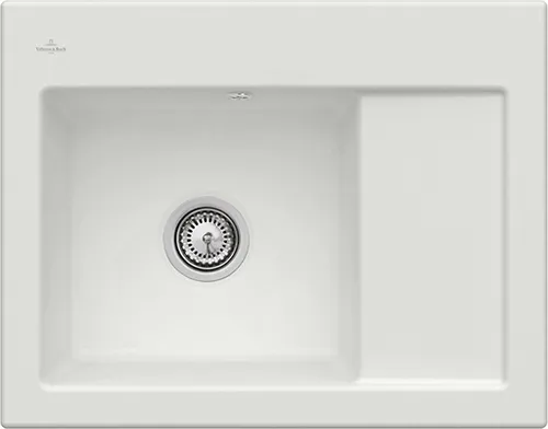 Bild von VILLEROY BOCH Subway 45 Compact Einbauspüle, inklusive Ablaufgarnitur mit Handbetätigung, aus Keramik, 650 x 510 mm, Steam CeramicPlus #331201SM
