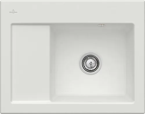 Bild von VILLEROY BOCH Subway 45 Compact Einbauspüle, inklusive Ablaufgarnitur mit Handbetätigung, aus Keramik, 650 x 510 mm, Steam CeramicPlus #331301SM