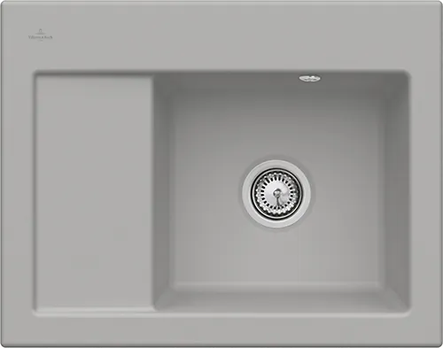 Bild von VILLEROY BOCH Subway 45 Compact Einbauspüle, inklusive Ablaufgarnitur mit Handbetätigung, aus Keramik, 650 x 510 mm, Fossil CeramicPlus #331301KD