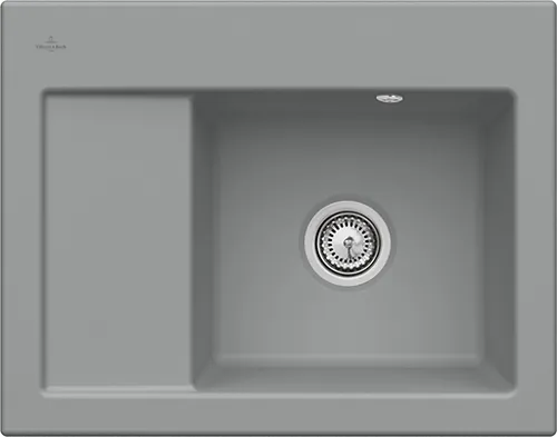 Bild von VILLEROY BOCH Subway 45 Compact Einbauspüle, inklusive Ablaufgarnitur mit Handbetätigung, aus Keramik, 650 x 510 mm, Stone CeramicPlus #331301SL