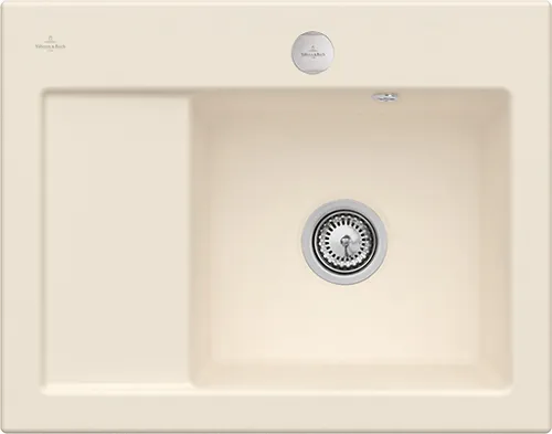 Bild von VILLEROY BOCH Subway 45 Compact Einbauspüle, inklusive Ablaufgarnitur mit Excenterbetätigung, aus Keramik, 650 x 510 mm, Ivory CeramicPlus #331302FU