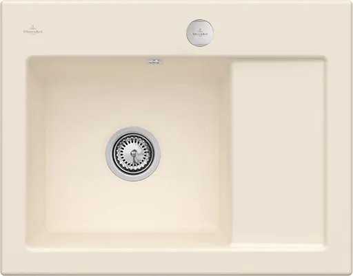 Bild von VILLEROY BOCH Subway 45 Compact Einbauspüle, inklusive Ablaufgarnitur mit Excenterbetätigung, aus Keramik, 650 x 510 mm, Ivory CeramicPlus #331202FU