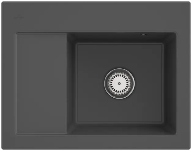 Bild von VILLEROY BOCH Subway 45 Compact Einbauspüle, inklusive Ablaufgarnitur mit Handbetätigung, aus Keramik, 650 x 510 mm, Graphite CeramicPlus #331301I4