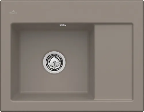 Bild von VILLEROY BOCH Subway 45 Compact Einbauspüle, inklusive Ablaufgarnitur mit Handbetätigung, aus Keramik, 650 x 510 mm, Timber CeramicPlus #331201TR