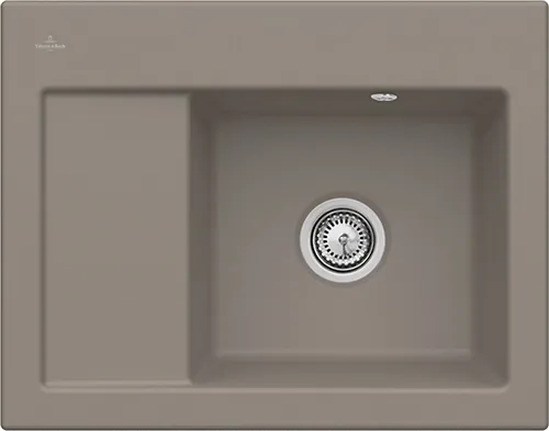Bild von VILLEROY BOCH Subway 45 Compact Einbauspüle, inklusive Ablaufgarnitur mit Handbetätigung, aus Keramik, 650 x 510 mm, Timber CeramicPlus #331301TR