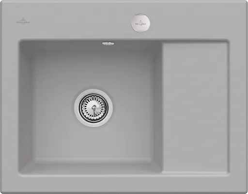 Bild von VILLEROY BOCH Subway 45 Compact Einbauspüle, inklusive Ablaufgarnitur mit Excenterbetätigung, aus Keramik, 650 x 510 mm, Fossil CeramicPlus #331202KD