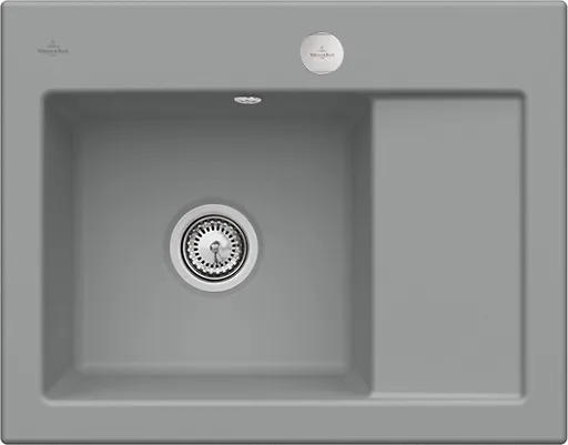 Bild von VILLEROY BOCH Subway 45 Compact Einbauspüle, inklusive Ablaufgarnitur mit Excenterbetätigung, aus Keramik, 650 x 510 mm, Stone CeramicPlus #331202SL