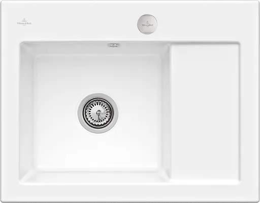 Bild von VILLEROY BOCH Subway 45 Compact Einbauspüle, inklusive Ablaufgarnitur mit Excenterbetätigung, aus Keramik, 650 x 510 mm, Snow White CeramicPlus #331202KG