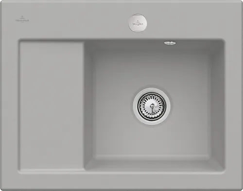 Bild von VILLEROY BOCH Subway 45 Compact Einbauspüle, inklusive Ablaufgarnitur mit Excenterbetätigung, aus Keramik, 650 x 510 mm, Fossil CeramicPlus #331302KD