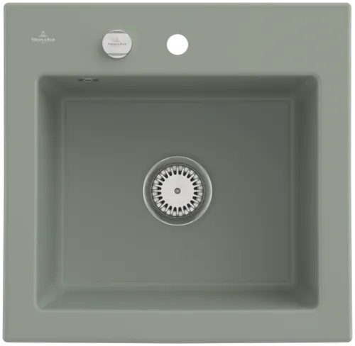 Bild von VILLEROY BOCH Subway 50 S Einbauspüle, inklusive Ablaufgarnitur mit Excenterbetätigung, aus Keramik, 525 x 510 mm, Morning Green CeramicPlus #331502R8