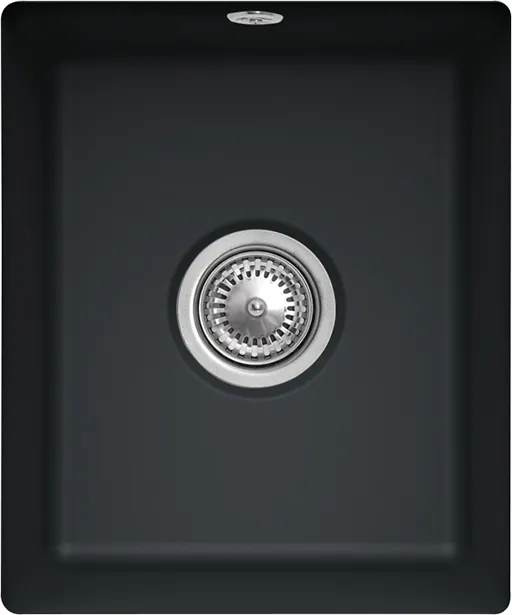 Bild von VILLEROY BOCH Subway 45 SU Unterbauspüle, inklusive Ablaufgarnitur mit Excenterbetätigung, aus Keramik, 375 x 440 mm, Ebony CeramicPlus #332402S5