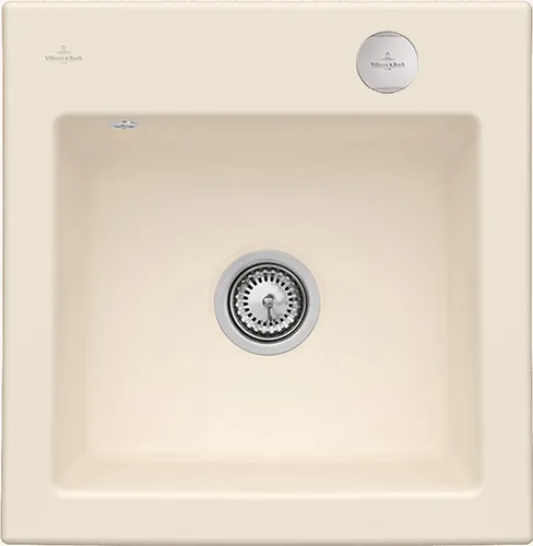 Bild von VILLEROY BOCH Subway 50 S flat flächenbündige Spüle, inklusive Ablaufgarnitur mit Excenterbetätigung, aus Keramik, 490 x 475 mm, Ivory CeramicPlus #33152FFU