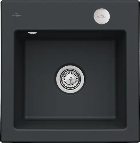 Bild von VILLEROY BOCH Subway 50 S flat flächenbündige Spüle, inklusive Ablaufgarnitur mit Excenterbetätigung, aus Keramik, 490 x 475 mm, Ebony CeramicPlus #33152FS5