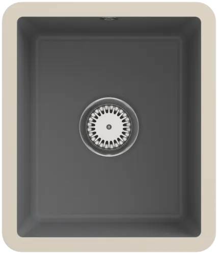 Bild von VILLEROY BOCH Subway 45 SU Unterbauspüle, inklusive Ablaufgarnitur mit Handbetätigung, aus Keramik, 375 x 440 mm, Stone CeramicPlus #332401SL