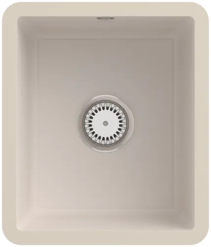 Bild von VILLEROY BOCH Subway 45 SU Unterbauspüle, inklusive Ablaufgarnitur mit Handbetätigung, aus Keramik, 375 x 440 mm, Crema CeramicPlus #332401KR