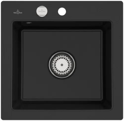 Bild von VILLEROY BOCH Subway 50 S flat flächenbündige Spüle, inklusive Ablaufgarnitur mit Excenterbetätigung, aus Keramik, 490 x 475 mm, Chromite CeramicPlus #33152FJ0